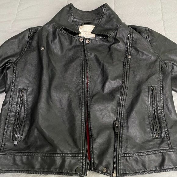 Women Altar'd State PU Leather Jacket in Black Relaxed Fit Medium - Picture 4 of 11